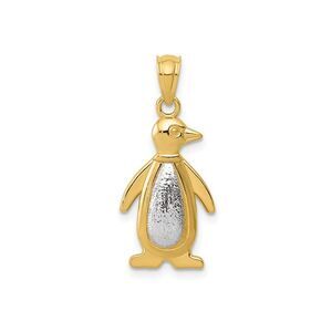 14K Yellow and White Gold Penguin Charm Pendant (NO CHAIN)